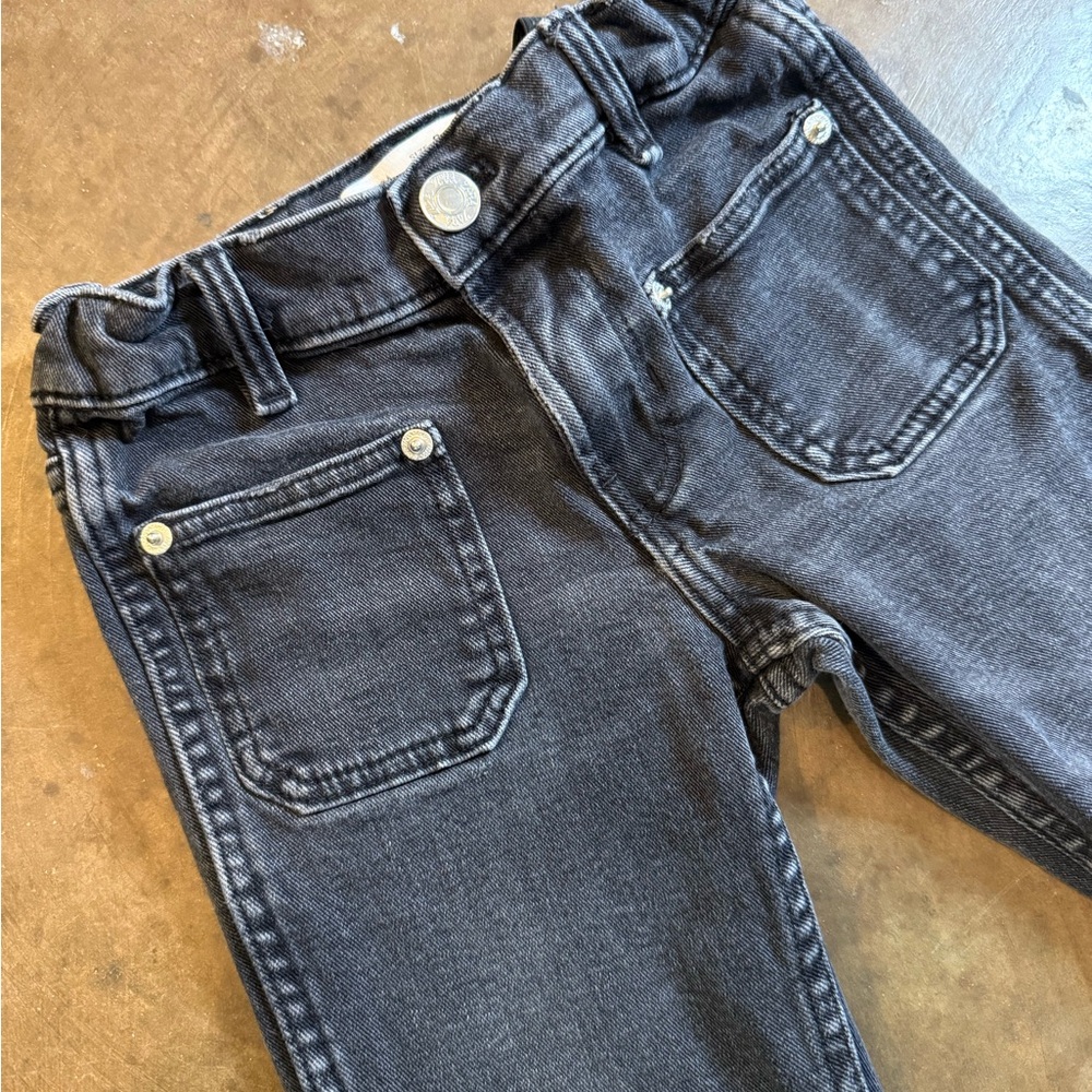 Zara Kids Black The Flare Pants Denim Jeans - Picture 2 of 7